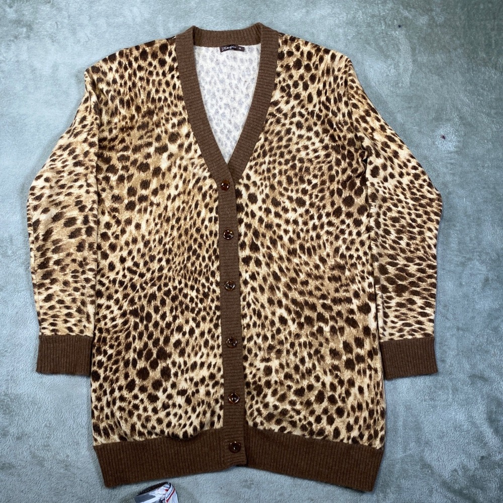 J McLaughlin 100% Cashmere Leopard Print Sweater Medium